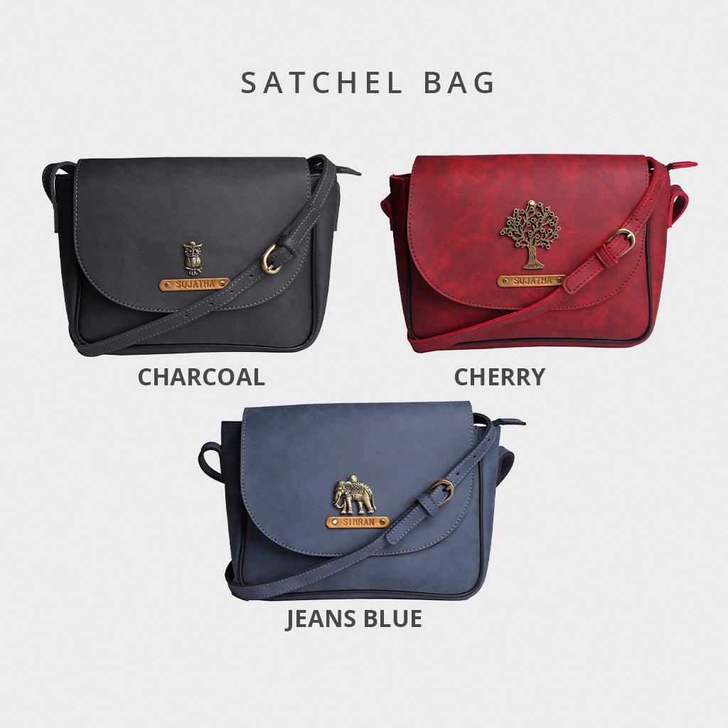 Personalised Satchel Crossbody Bag- Charcoal - Travelsleek
