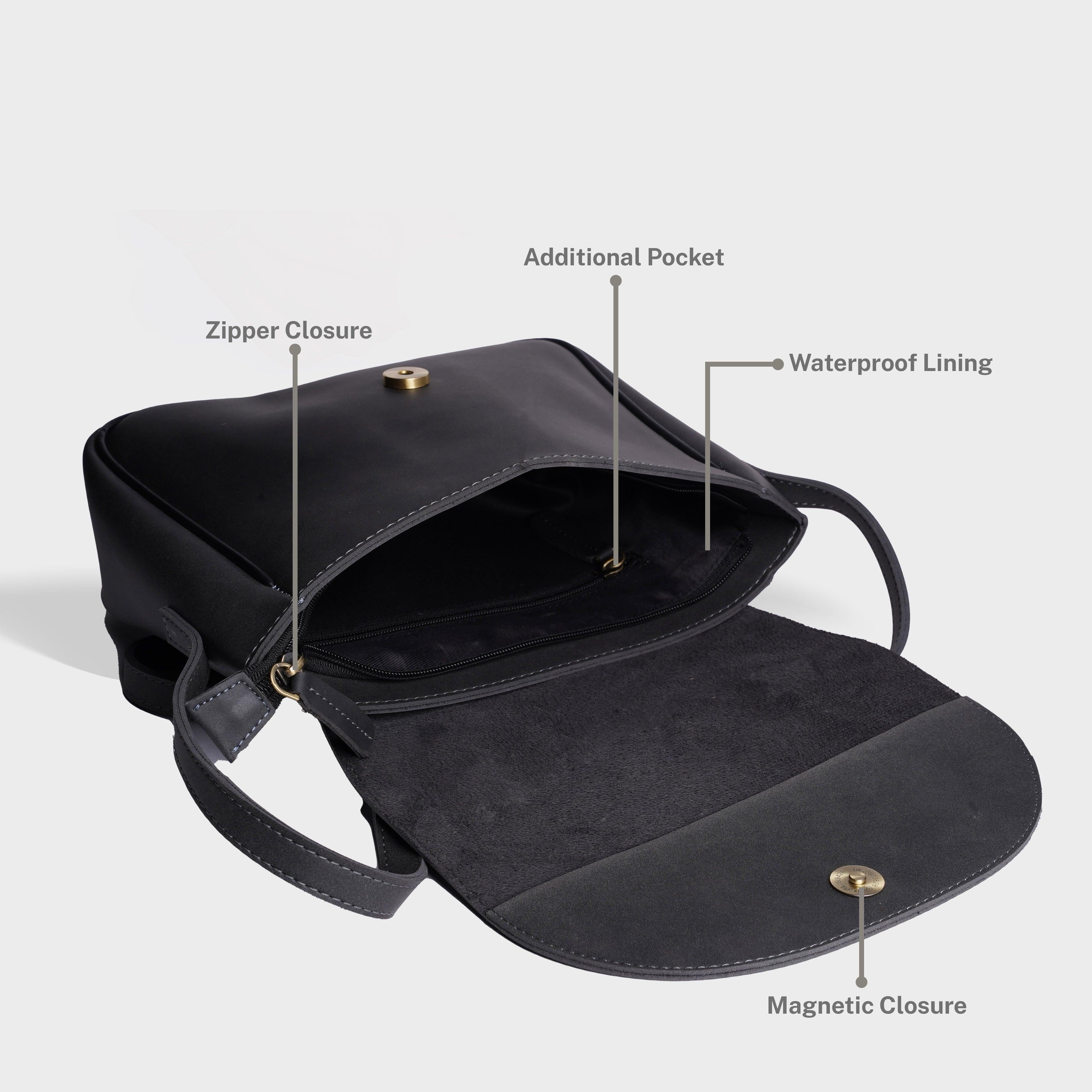 Personalised Satchel Crossbody Bag- Charcoal - Travelsleek