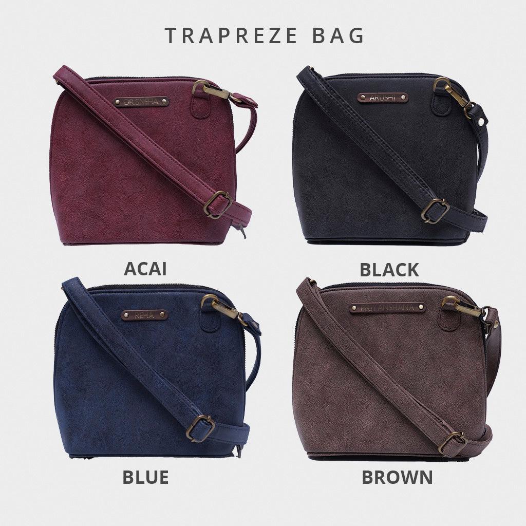 Personalised Trapeze Crossbody Sling - Black - Travelsleek