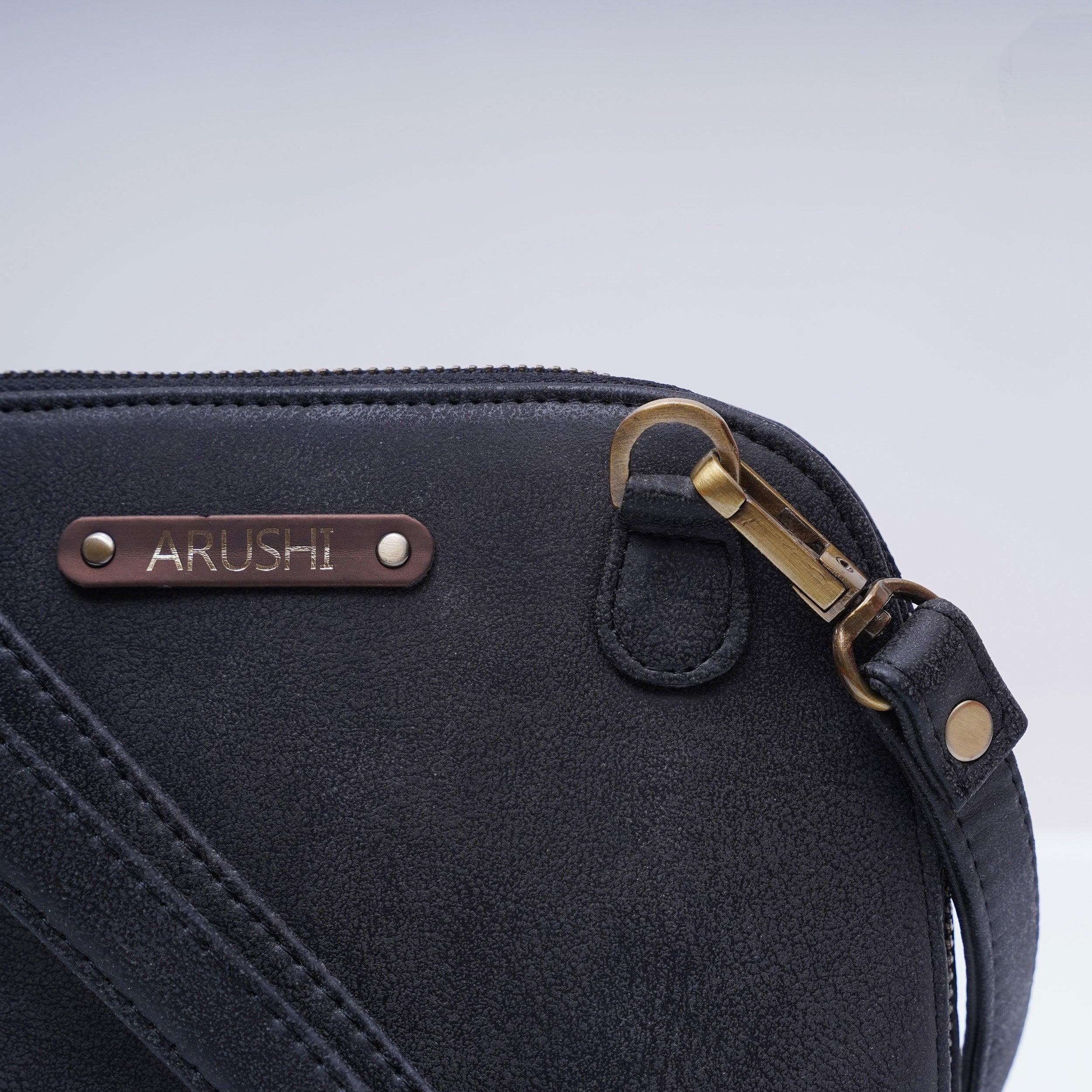 Personalised Trapeze Crossbody Sling - Black - Travelsleek