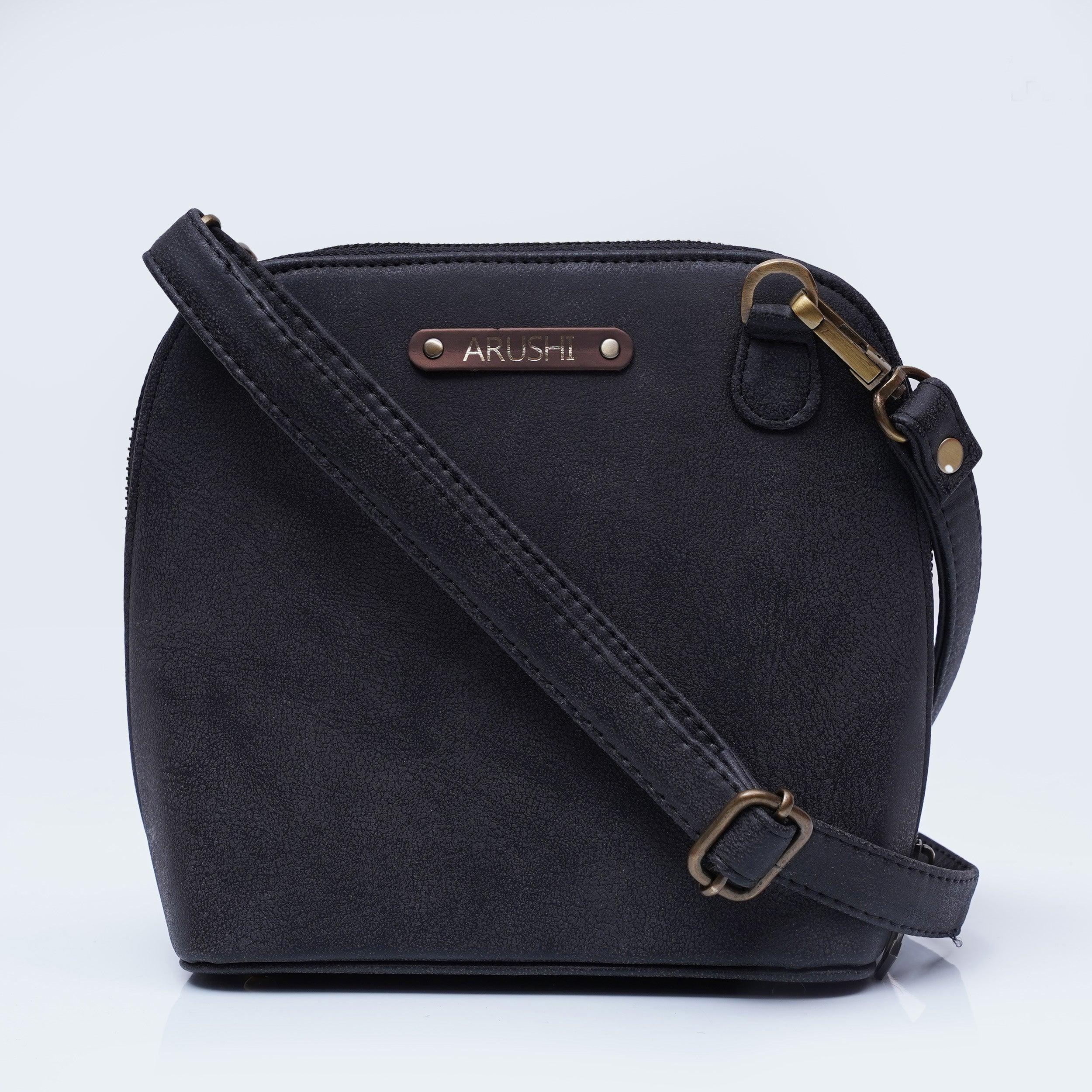 Personalised Trapeze Crossbody Sling - Black - Travelsleek