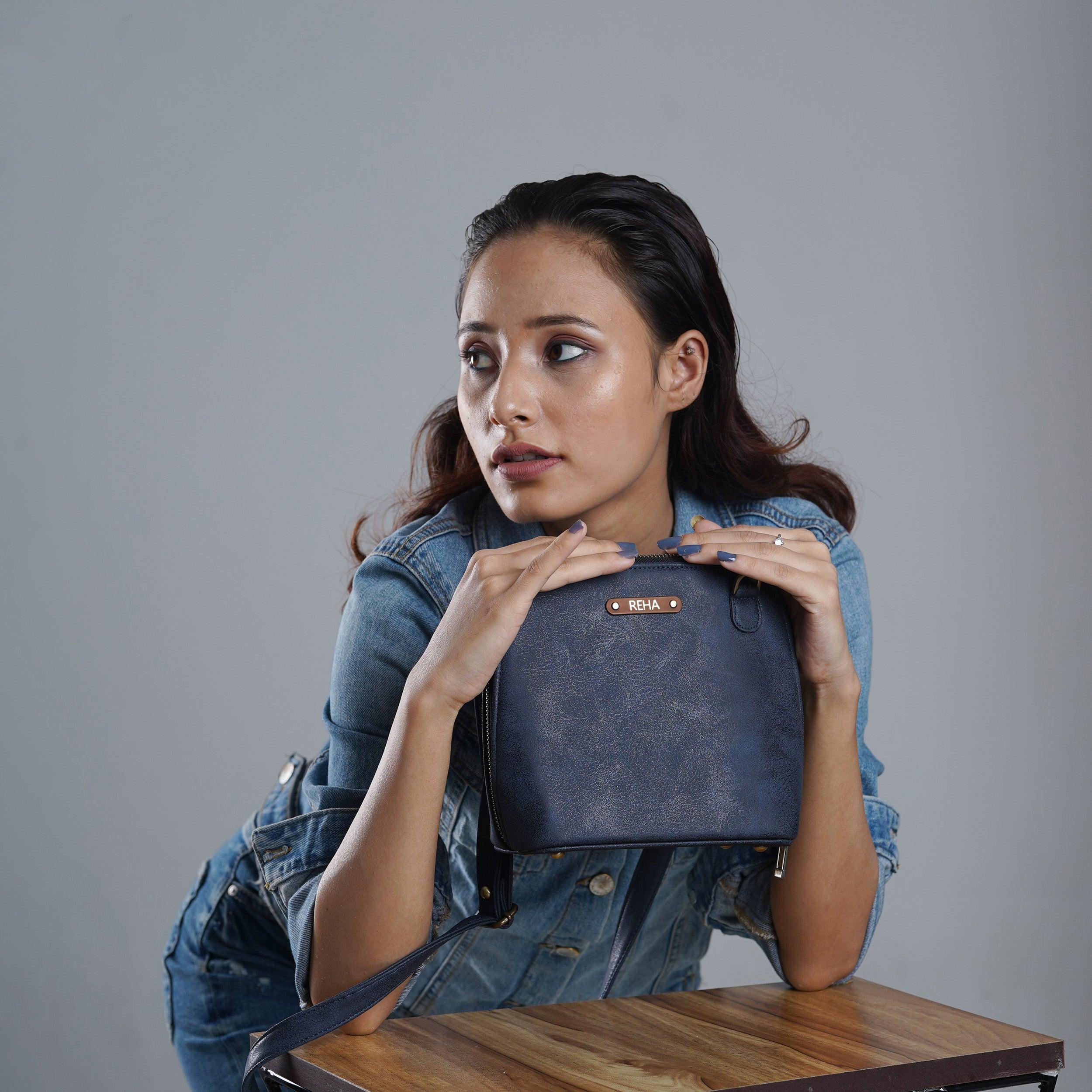 Personalised Trapeze Crossbody Sling - Blue - Travelsleek