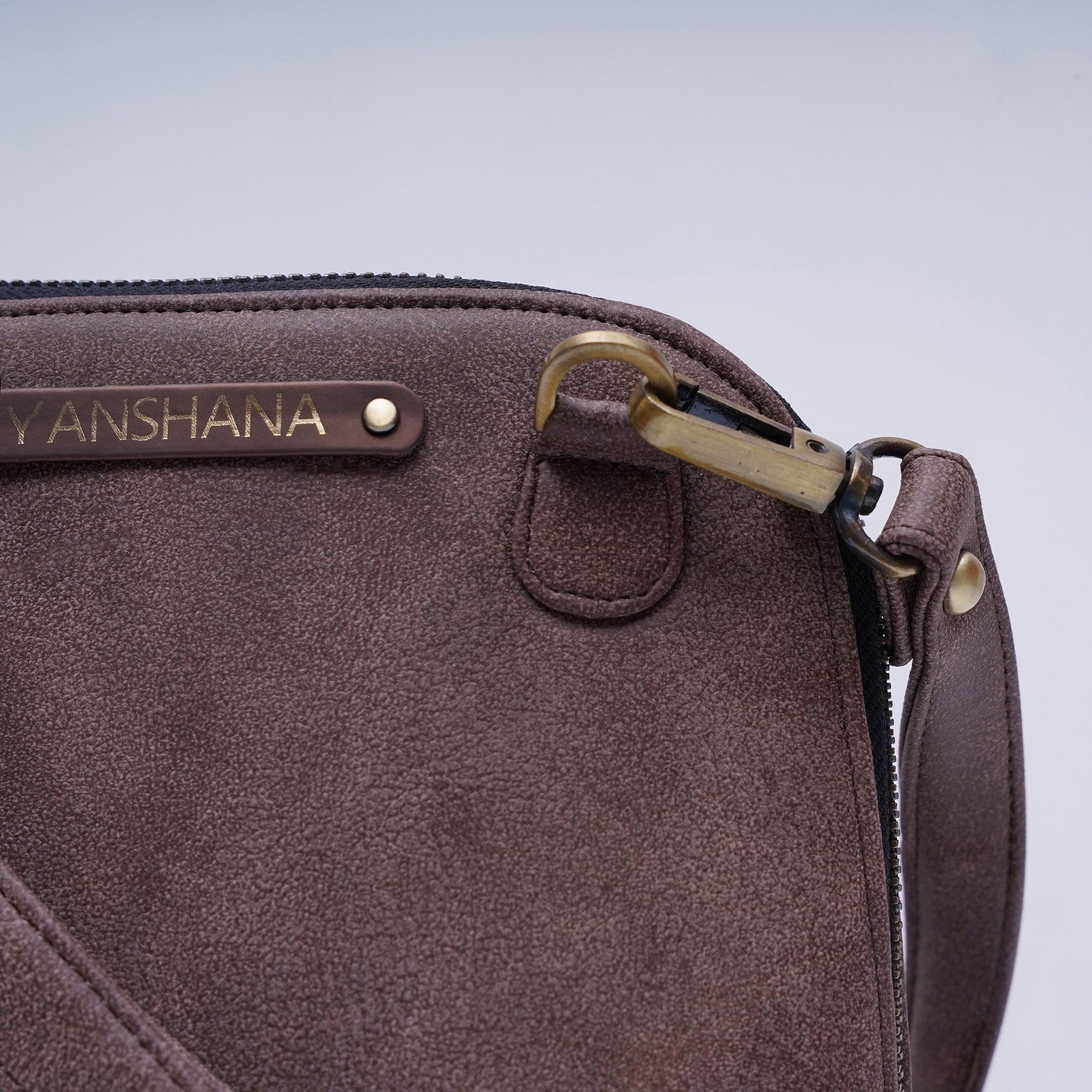 Personalised Trapeze Crossbody Sling - Brown - Travelsleek