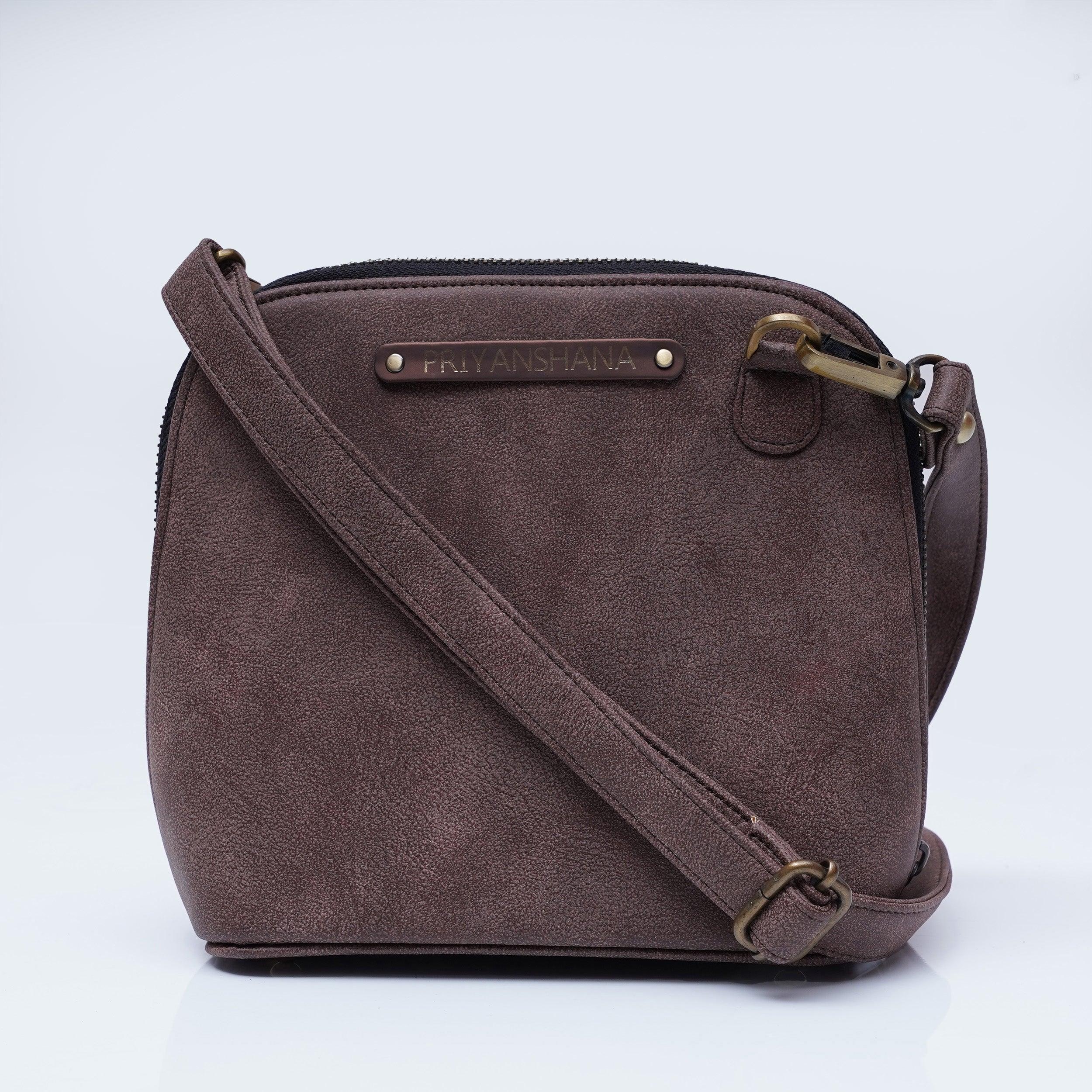 Personalised Trapeze Crossbody Sling - Brown - Travelsleek