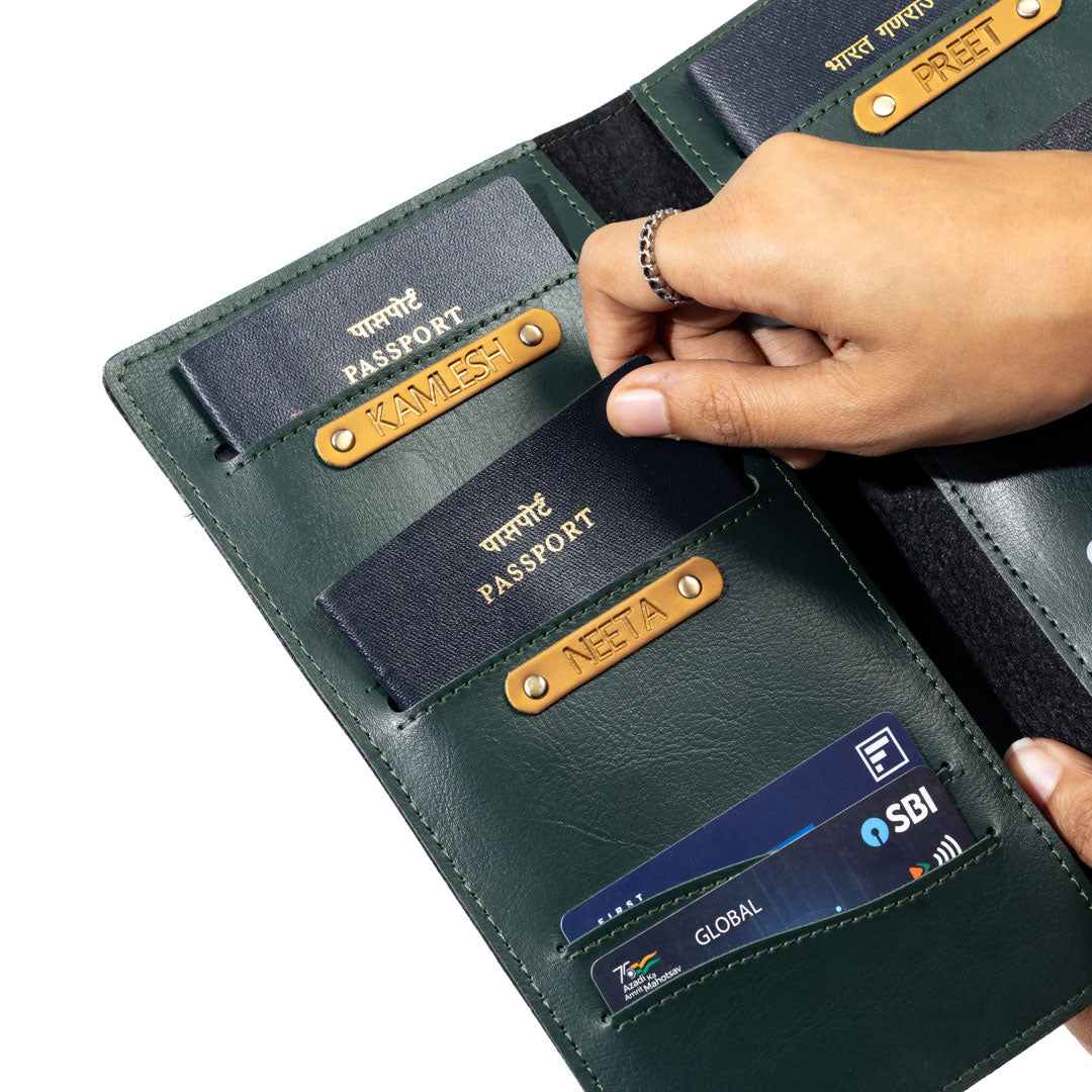 Family Personalised  Passport Wallet for 4