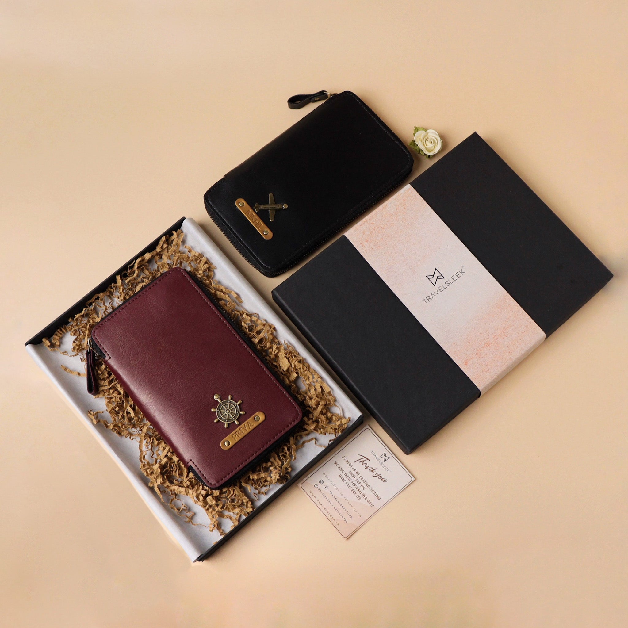 Personalised Zippered Travel Wallet  - Set of 2