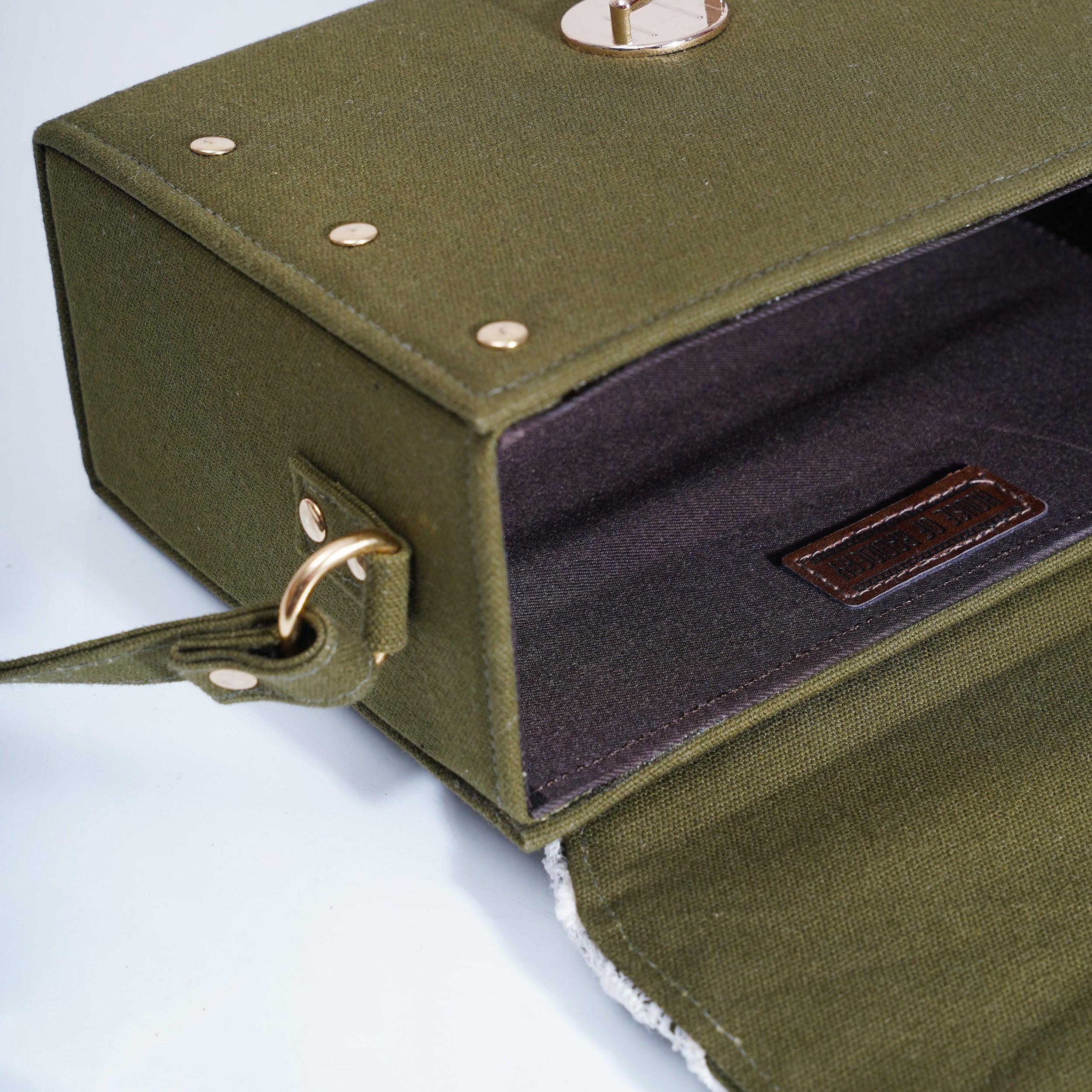 Box Sling Bag - Green & White - Travelsleek