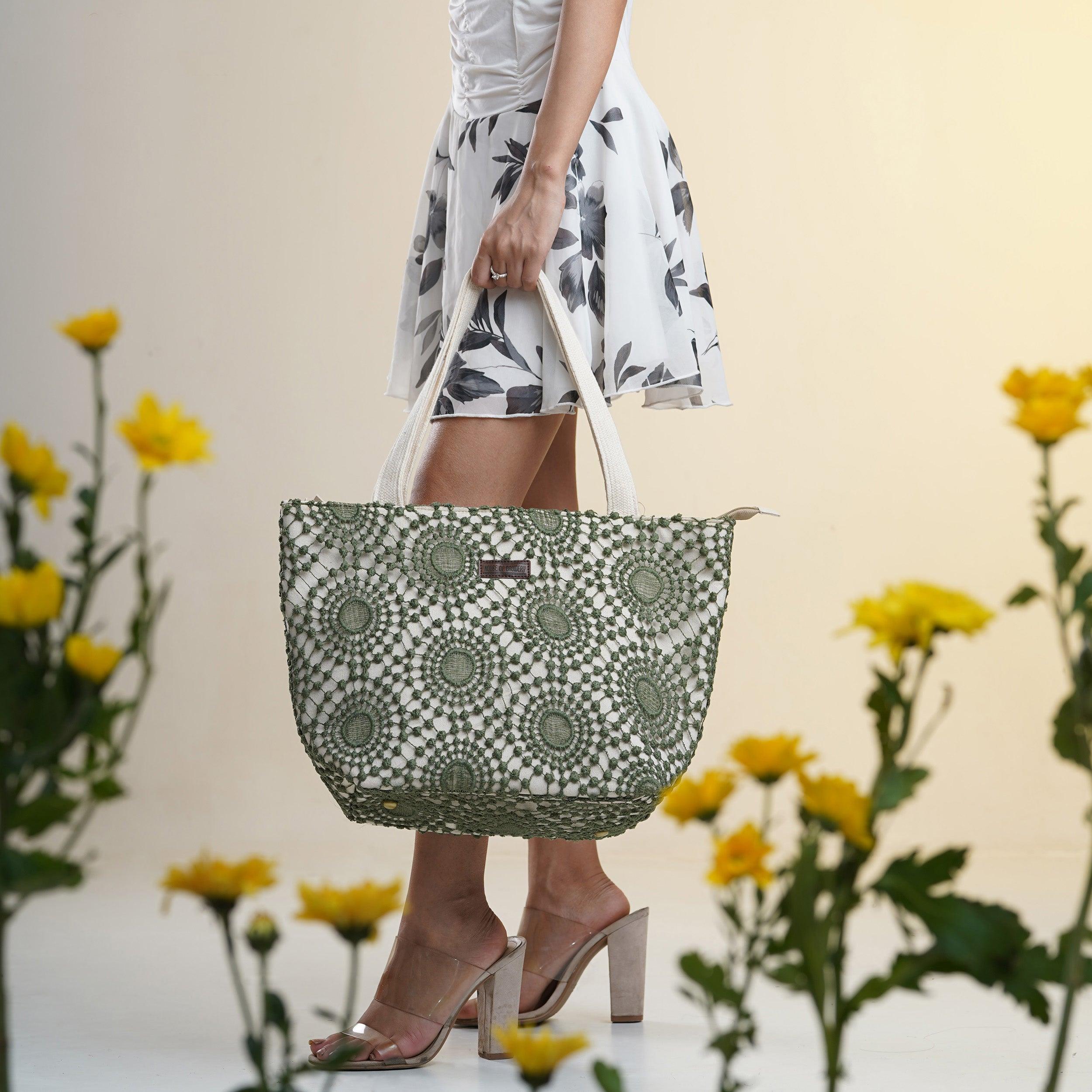 Chic Cotton Wide Totes - Green - Travelsleek