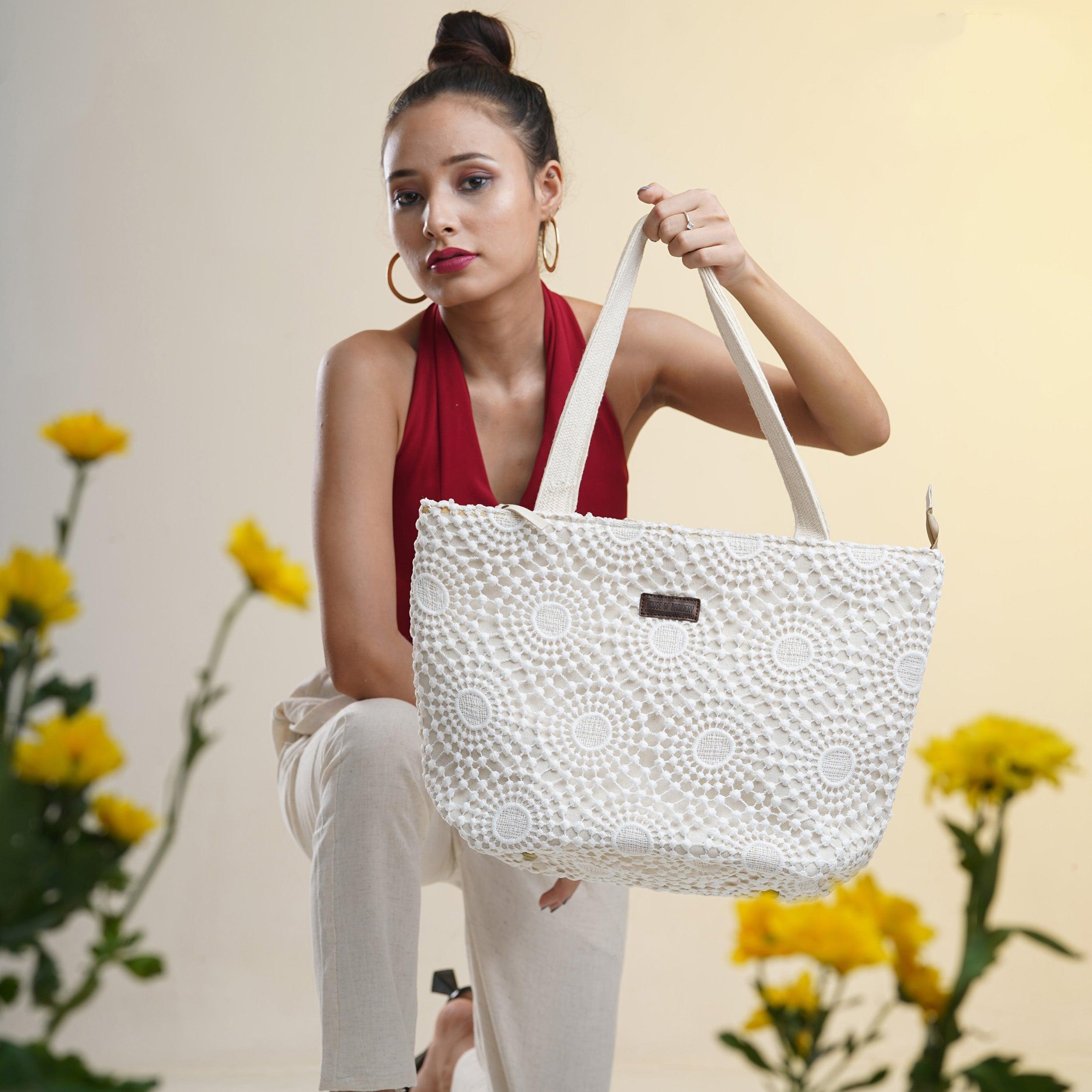 Chic Cotton Wide Totes - White - Travelsleek