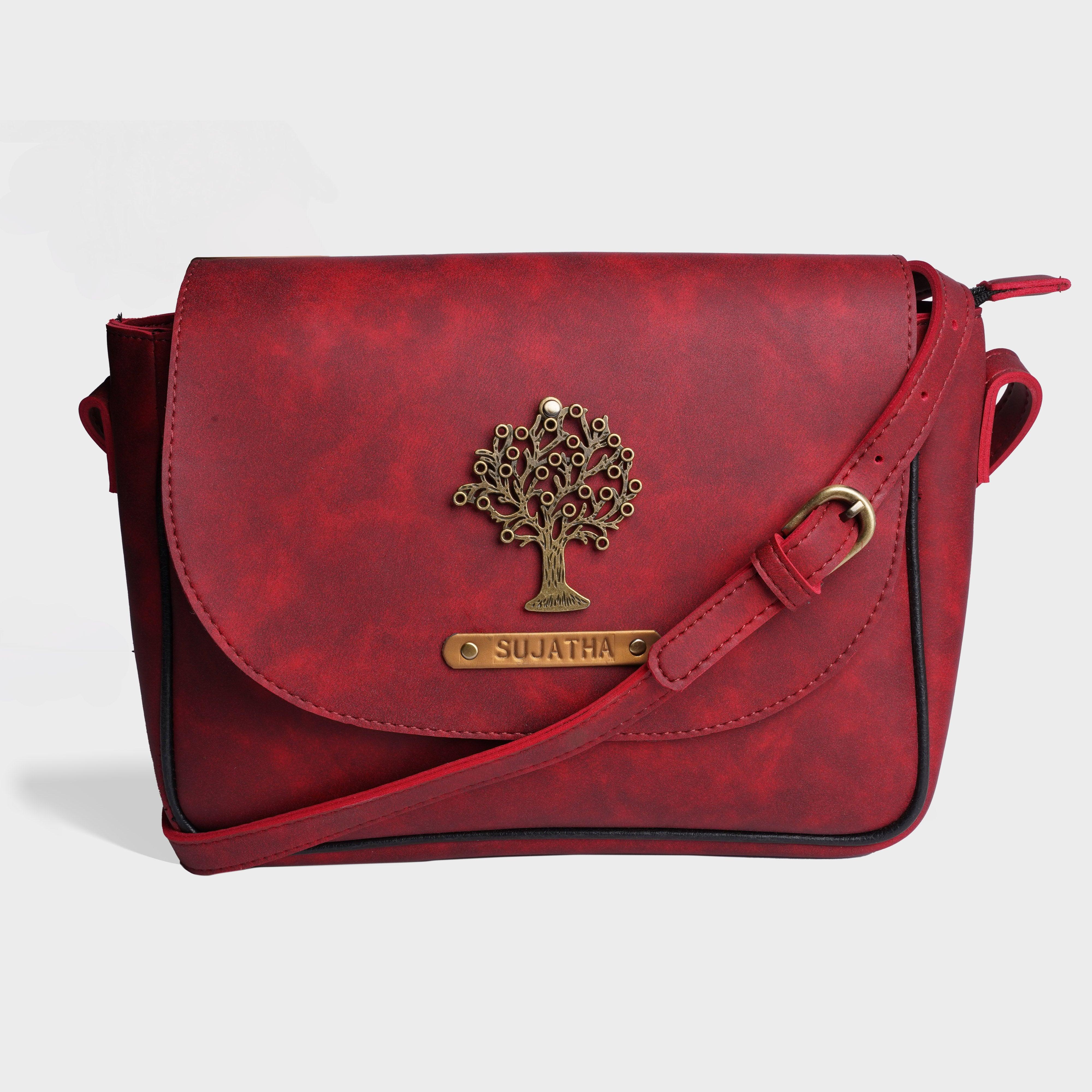 Personalised Satchel Crossbody Bag-Cherry - Travelsleek